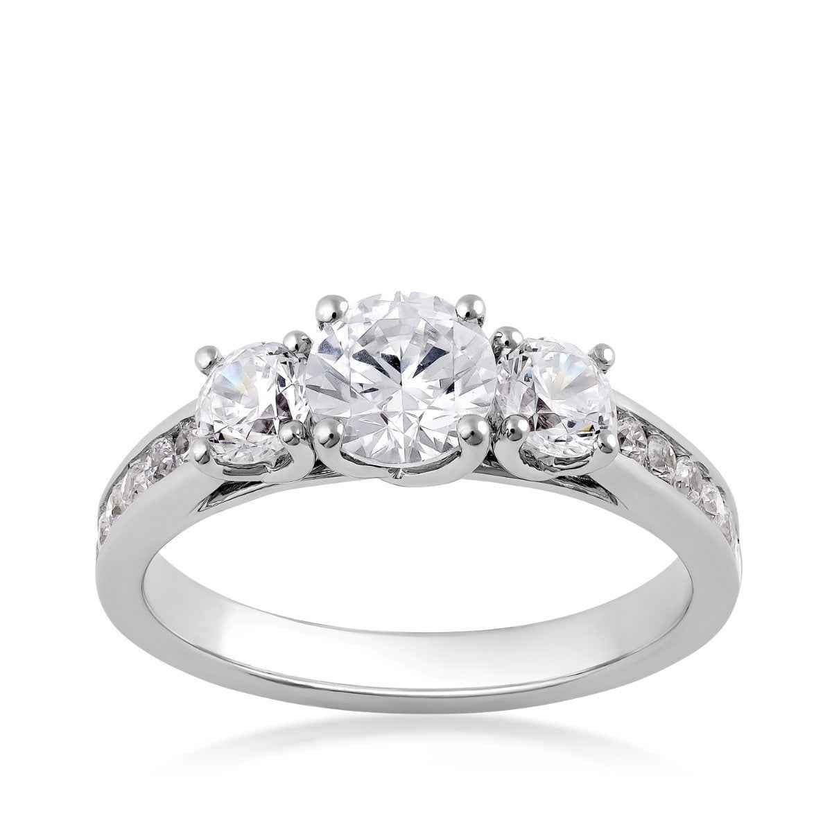 Adamante 1-1/2 ct. tw. Lab-Grown Round Brilliant 3-Stone Diamond Anniversary Ring in 14K White Gold (2)