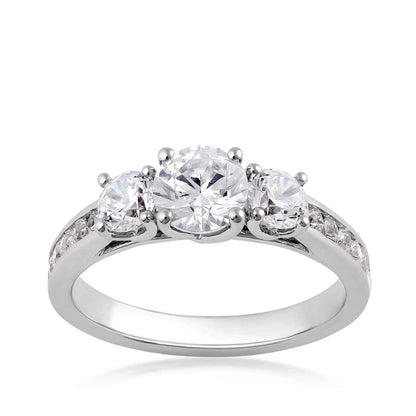 Adamante 1-1/2 ct. tw. Lab-Grown Round Brilliant 3-Stone Diamond Anniversary Ring in 14K White Gold (2)
