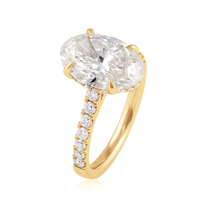 Adamante 4-1/2 ct. tw. Lab-Grown Oval Diamond Hidden Halo Engagement Ring in 14K Yellow Gold front view