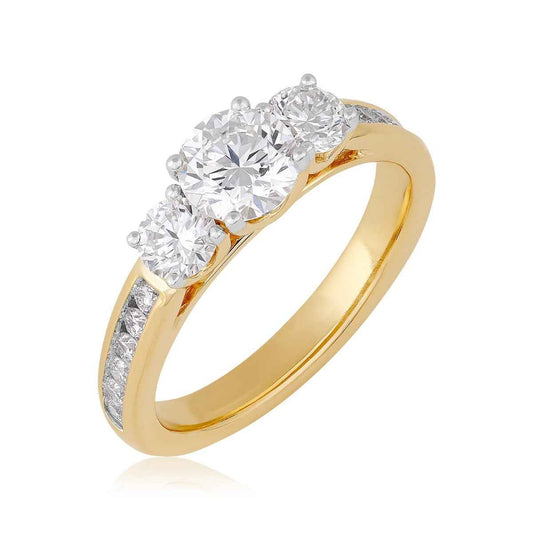 Adamante 1-1/2 ct. tw. Lab-Grown Round Brilliant 3-Stone Diamond Engagement Ring in 14K Yellow Gold front view (2)