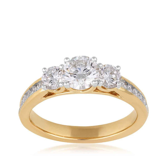 Adamante 1-1/2 ct. tw. Lab-Grown Round Brilliant 3-Stone Diamond Engagement Ring in 14K Yellow Gold (3)