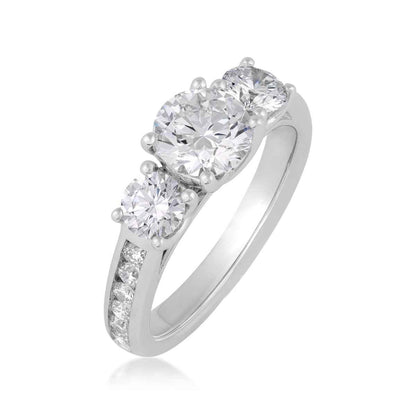 Adamante 2 ct. tw. 3-Stone Round Brilliant Diamond Anniversary Ring in 14K White Gold