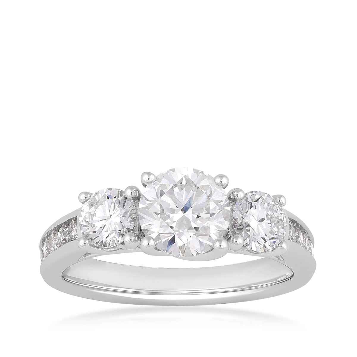 Adamante 2 ct. tw. 3-Stone Round Brilliant Diamond Anniversary Ring in 14K White Gold