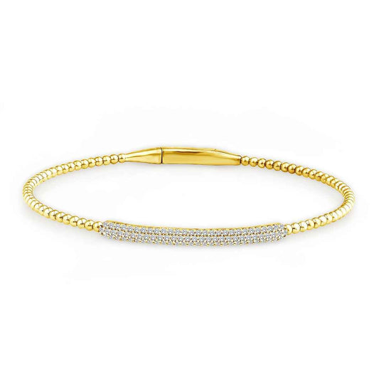 Demi Fine 1/2 ct. tw. Lab-Grown Diamond Beaded Flexi Bangle Bracelet in Vermeil