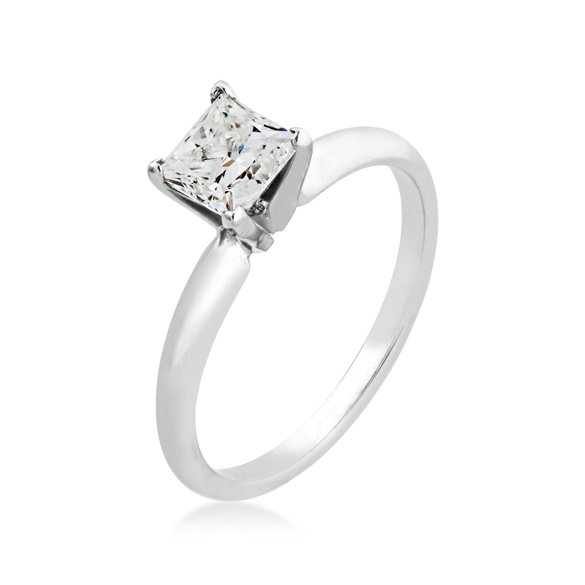 1 ct. tw. Princess Cut Diamond Solitaire Engagement Ring in 14K White Gold front view (3)