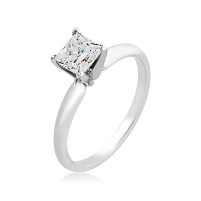 1 ct. tw. Princess Cut Diamond Solitaire Engagement Ring in 14K White Gold front view (3)