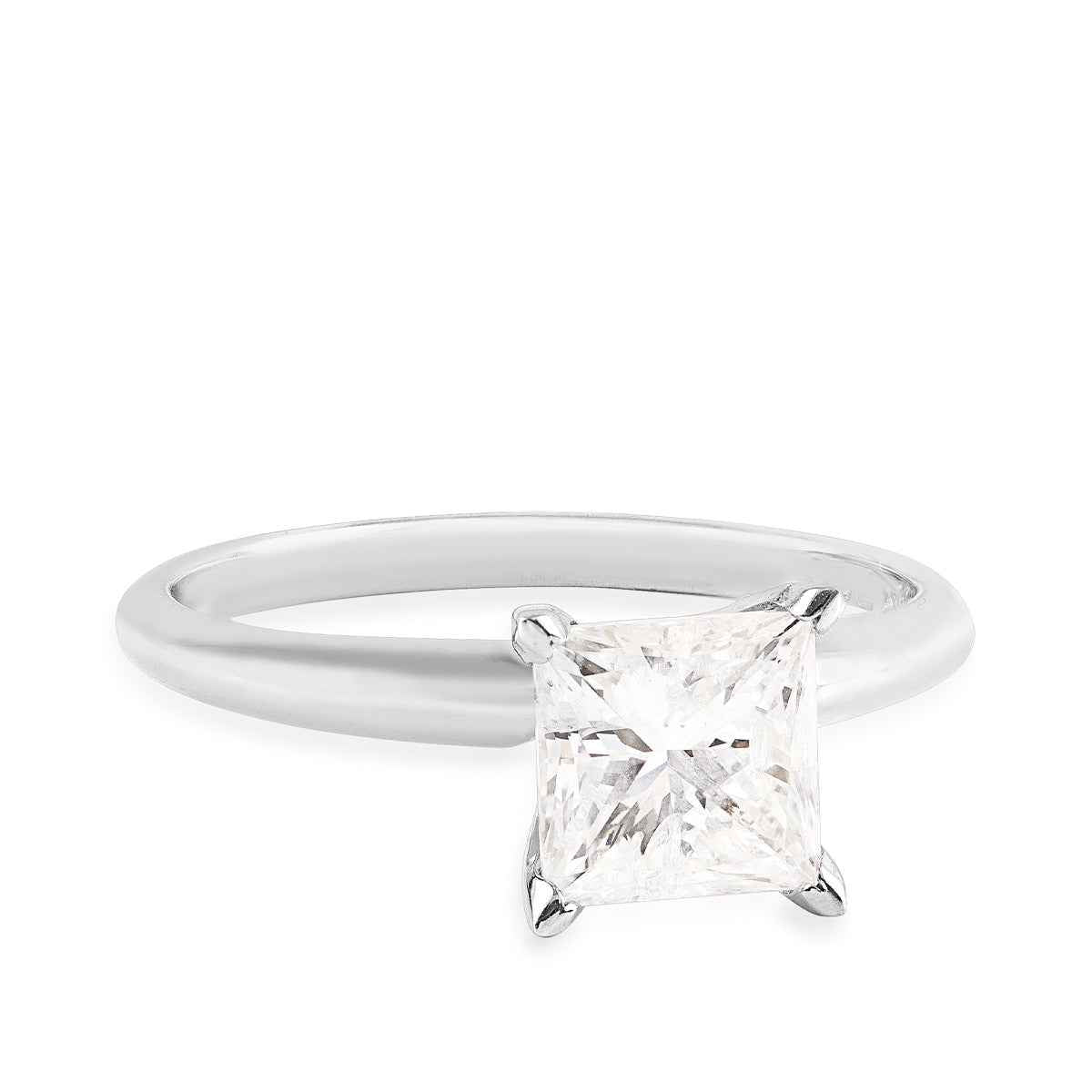 1-1/2 ct. tw. Princess Cut Diamond Solitaire Engagement Ring in 14K White Gold close-up detail