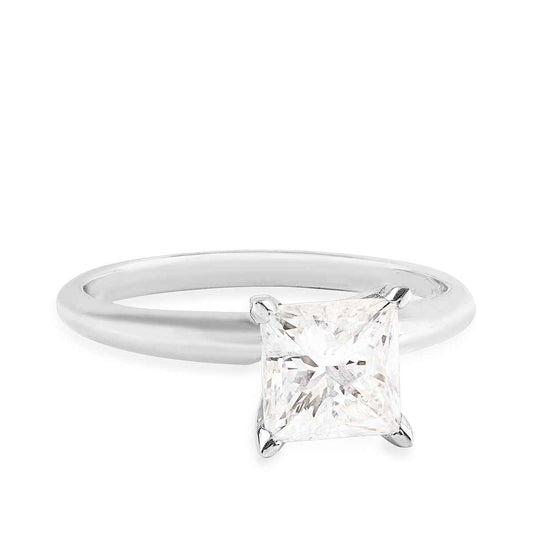 1-1/2 ct. tw. Princess Cut Diamond Solitaire Engagement Ring in 14K White Gold close-up detail