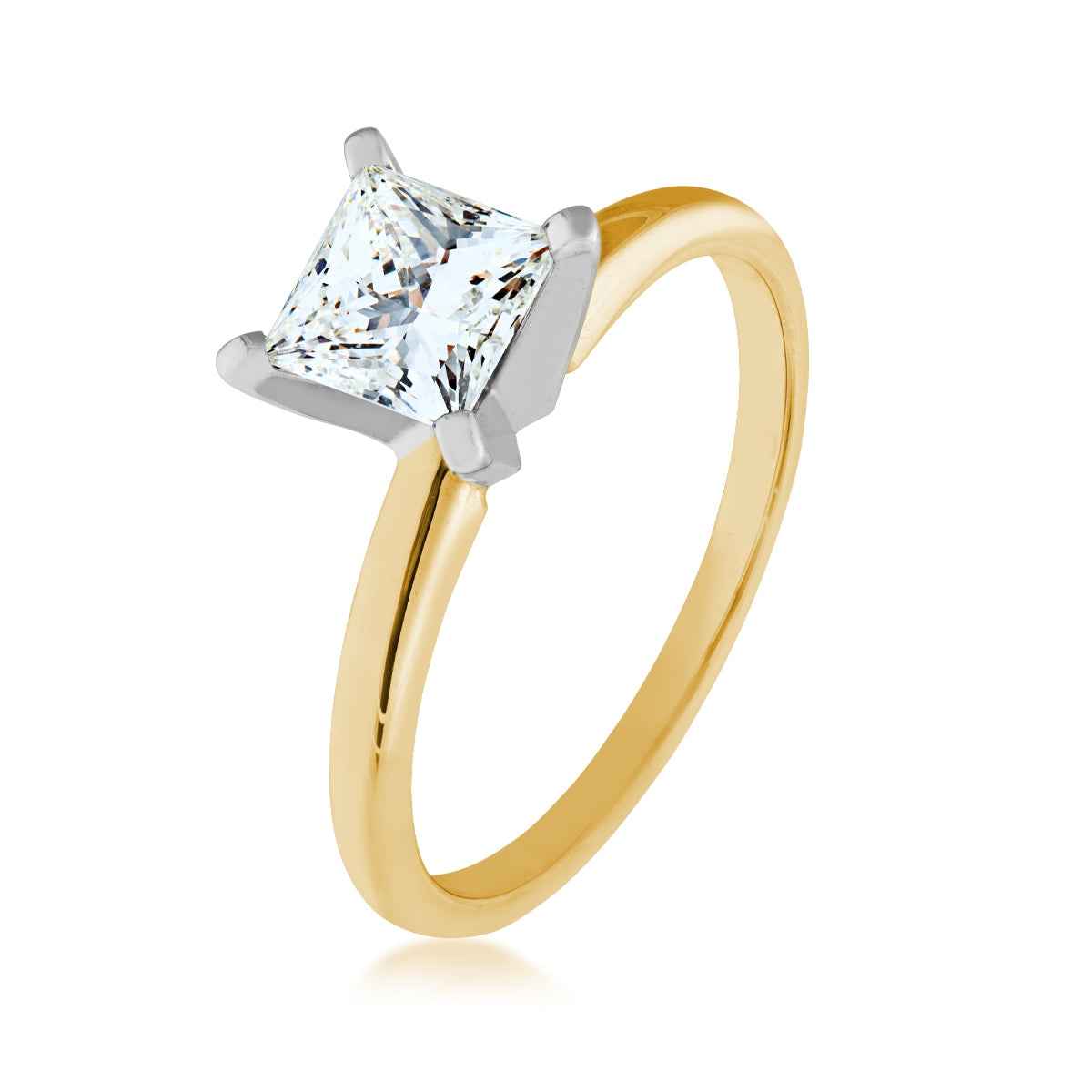 1-1/2 ct. tw. Princess Cut Diamond Solitaire Engagement Ring in 14K Yellow Gold front view