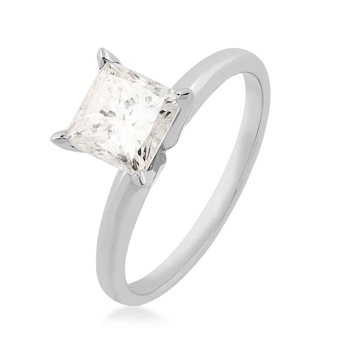 2 ct. tw. Princess Cut Diamond Solitaire Engagement Ring in 14K White Gold front view