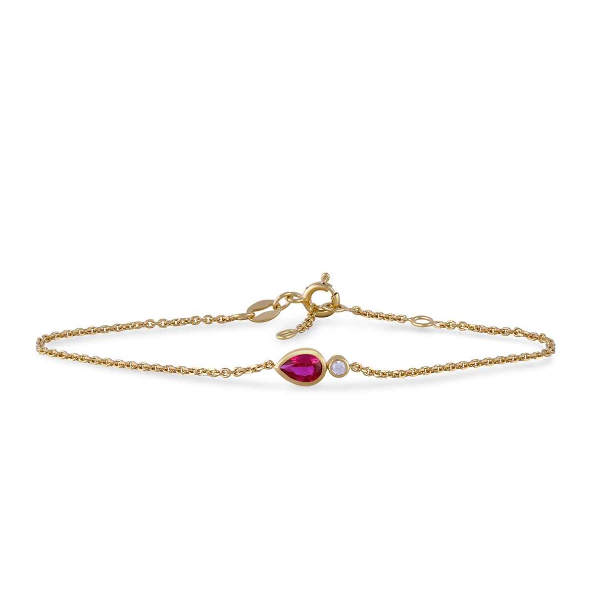 Demi Fine Created Pear Ruby & Diamond Accent Bracelet in Vermeil
