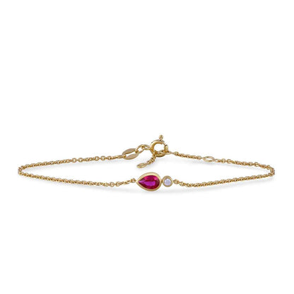 Demi Fine Created Pear Ruby & Diamond Accent Bracelet in Vermeil