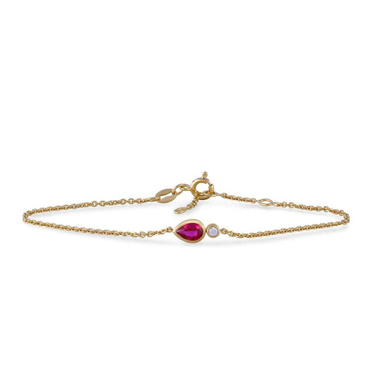 Demi Fine Created Pear Ruby & Diamond Accent Bracelet in Vermeil