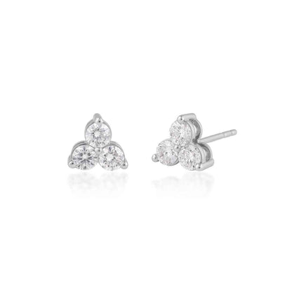 Adamante 1 ct. tw. Lab-Grown 3-Stone Diamond Pendant Earring Box Set in Sterling Silver close-up detail