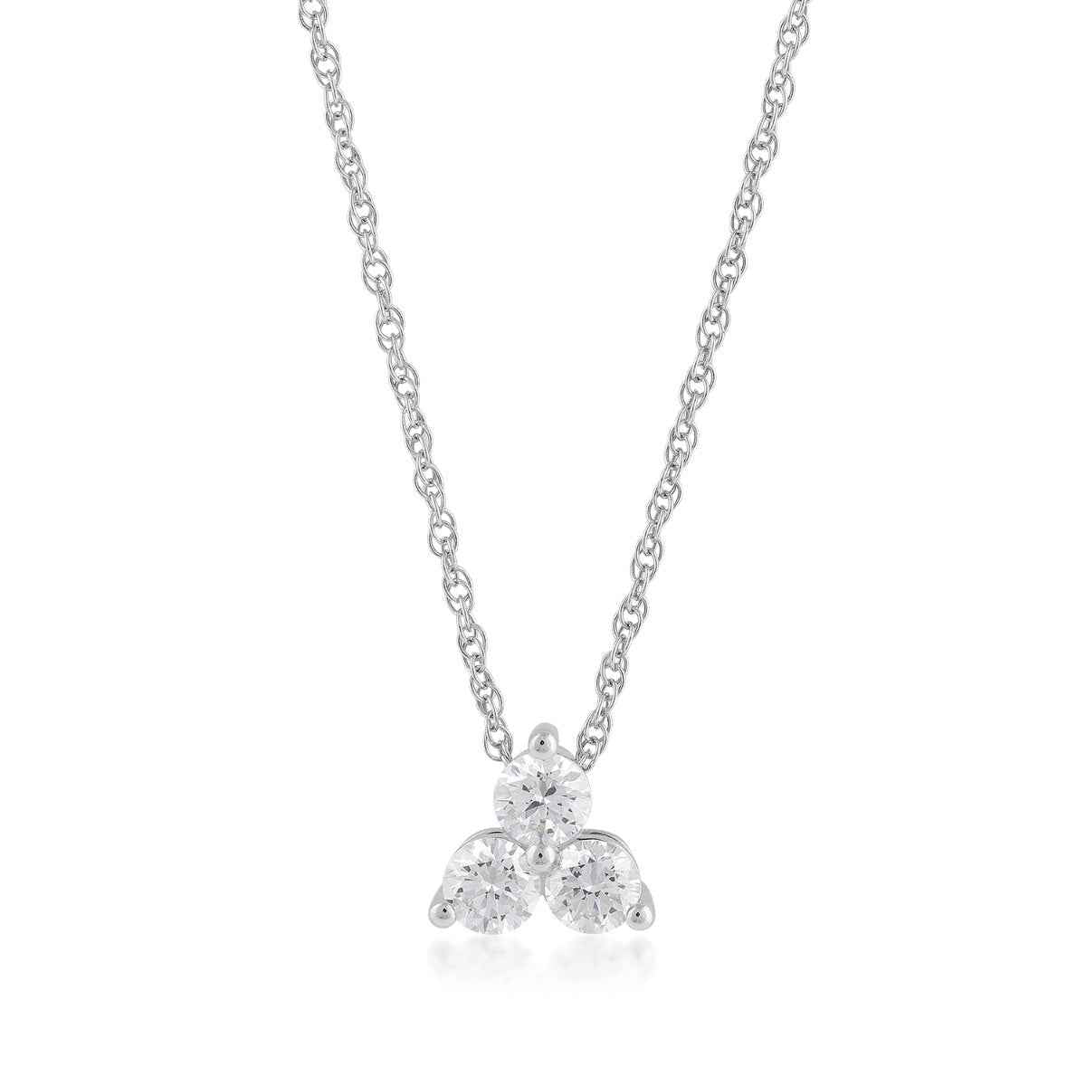 Adamante 1 ct. tw. Lab-Grown 3-Stone Diamond Pendant Earring Box Set in Sterling Silver front view