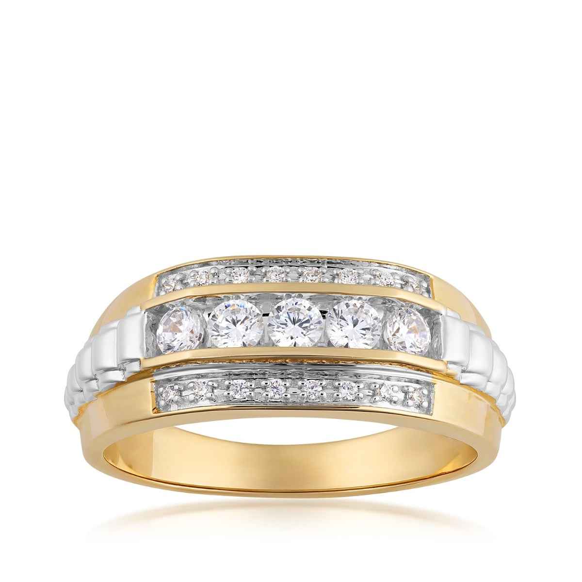 Men's 1/2 ct. tw. Diamond Textured Ring in 10K Yellow & White Gold