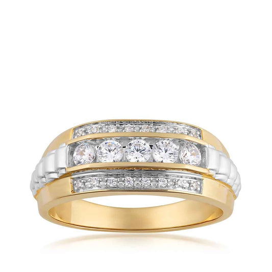Men's 1/2 ct. tw. Diamond Textured Ring in 10K Yellow & White Gold