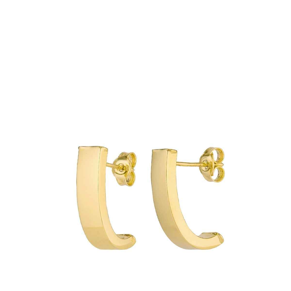 Chunky J Hoop Earrings in 14K Yellow Gold