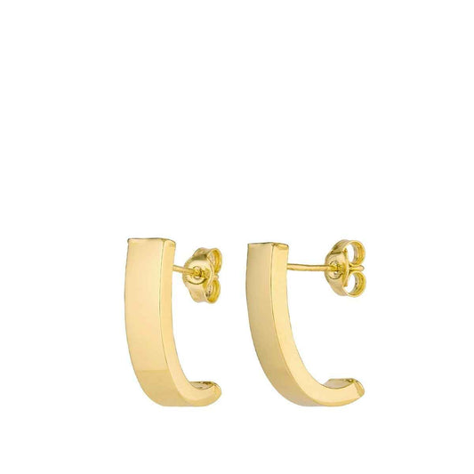 Chunky J Hoop Earrings in 14K Yellow Gold