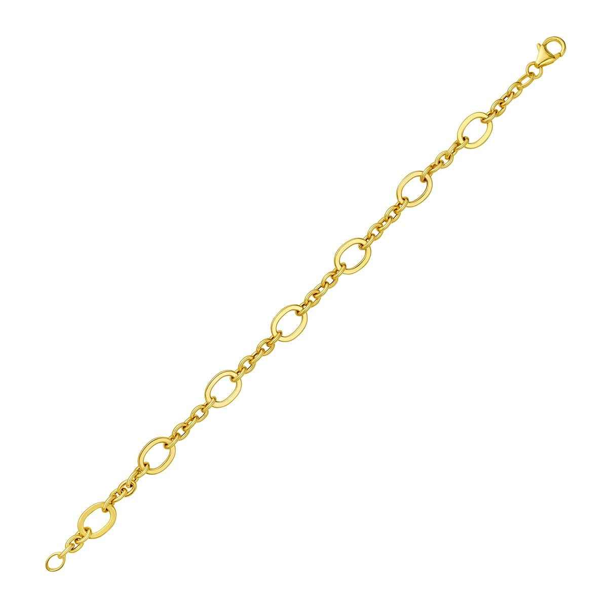 7-inch 8mm Oval Link Bracelet in 14K Yellow Gold front view