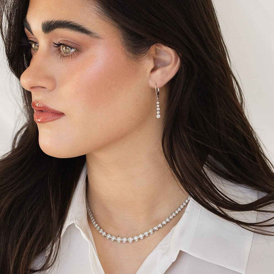 Adamante 3 ct. tw. Lab-Grown Diamond Riviera Necklace in Sterling Silver close-up detail