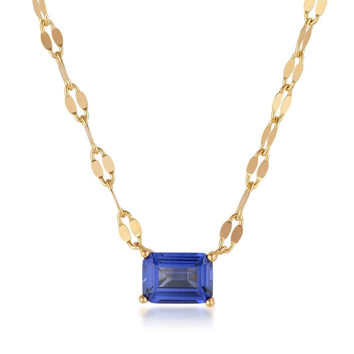 Demi Fine Created Emerald Cut Sapphire Necklace in Vermeil