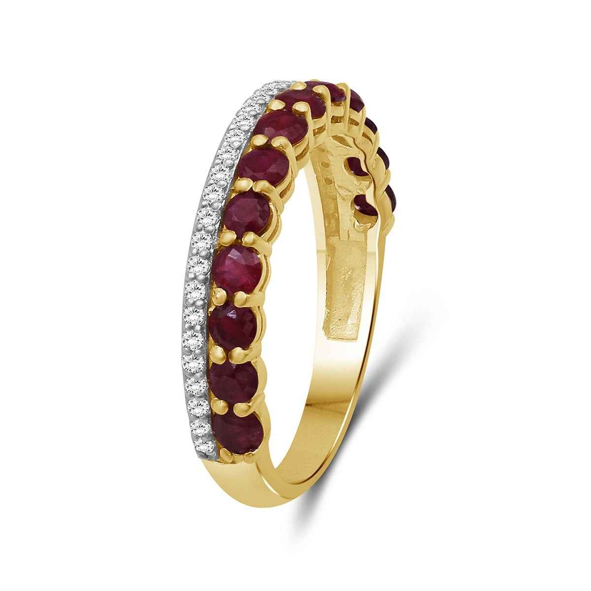 Ruby & 1/6 ct. tw. Diamond Stackable Ring in 10K Yellow Gold