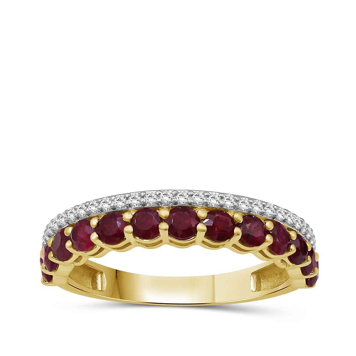 Ruby & 1/6 ct. tw. Diamond Stackable Ring in 10K Yellow Gold