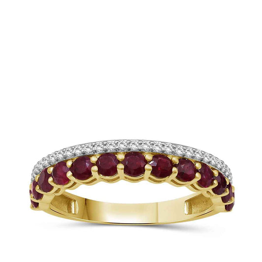 Ruby & 1/6 ct. tw. Diamond Stackable Ring in 10K Yellow Gold