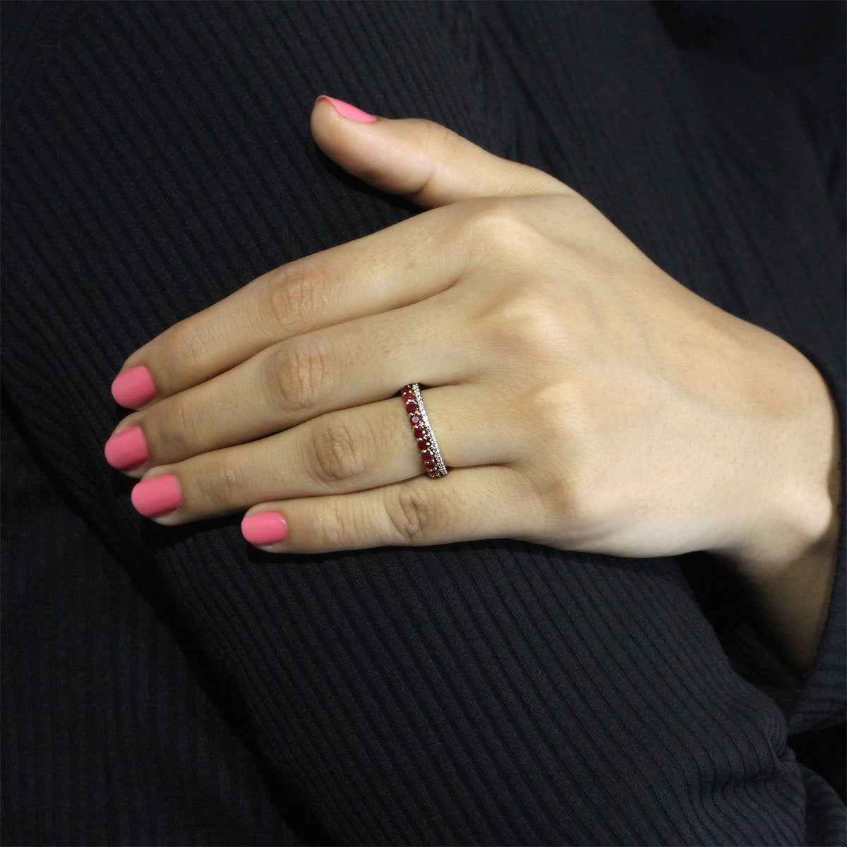 Ruby & 1/6 ct. tw. Diamond Stackable Ring in 10K Yellow Gold