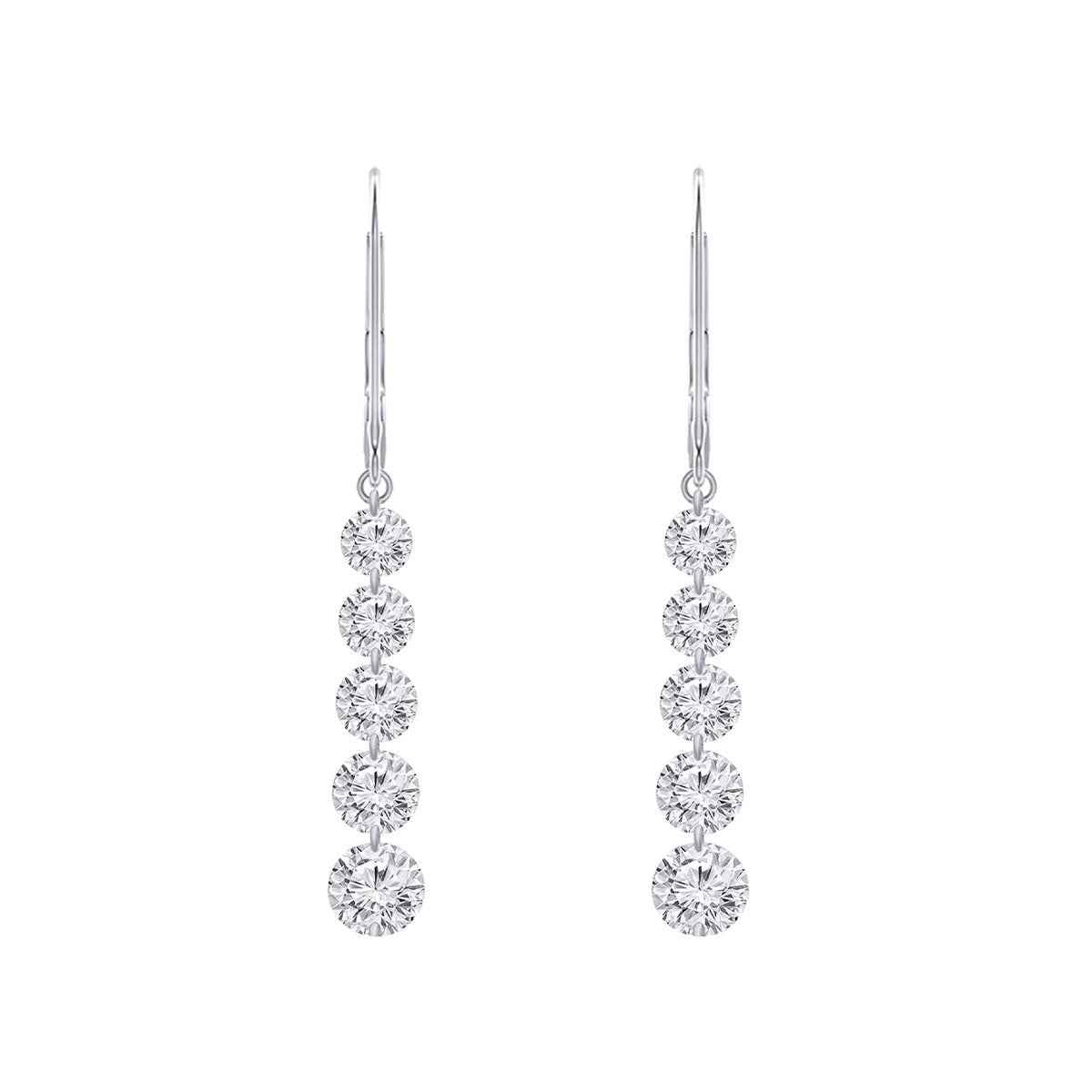 Adamante 1 ct. tw. Lab-Grown Drilled Diamond Graduated Dangle Earrings in 10K White Gold