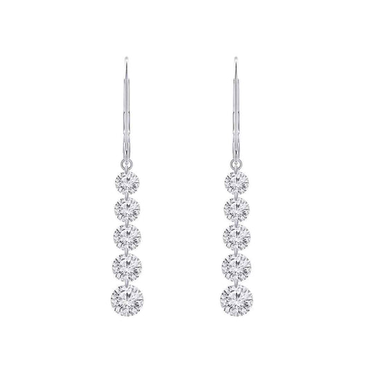 Adamante 1 ct. tw. Lab-Grown Drilled Diamond Graduated Dangle Earrings in 10K White Gold