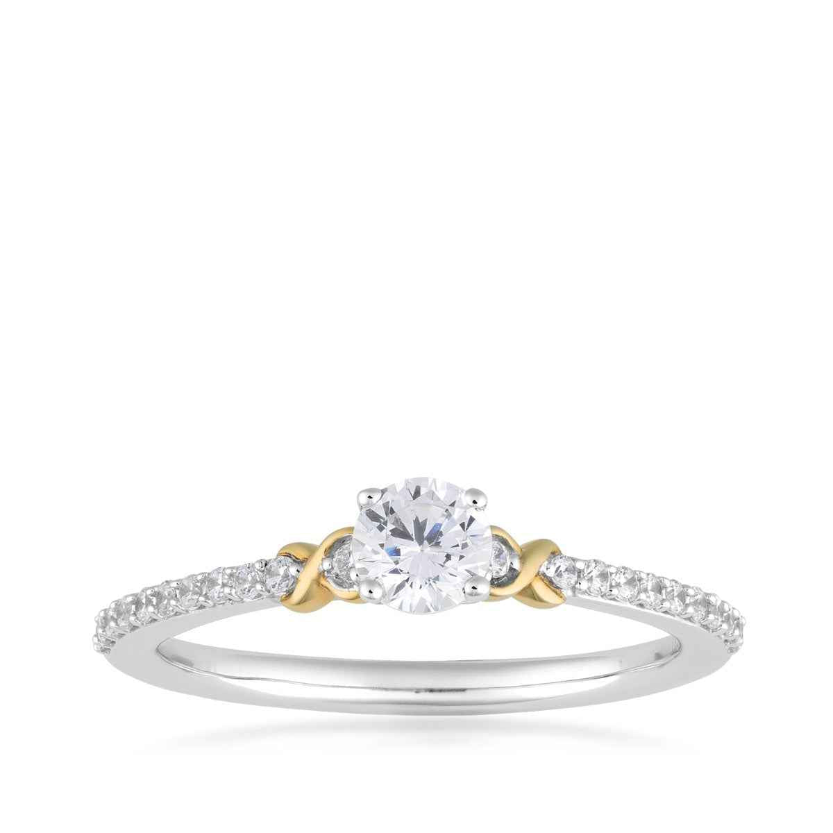 Infinite Love 3/8 ct. tw. Round Brilliant Lab-Grown Diamond Double Infinity Ring in 10K White & Yellow Gold