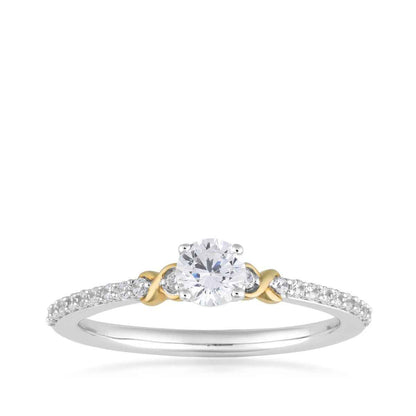 Infinite Love 3/8 ct. tw. Round Brilliant Lab-Grown Diamond Double Infinity Ring in 10K White & Yellow Gold