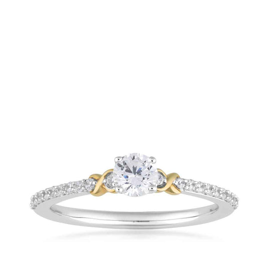 Infinite Love 3/8 ct. tw. Round Brilliant Lab-Grown Diamond Double Infinity Ring in 10K White & Yellow Gold