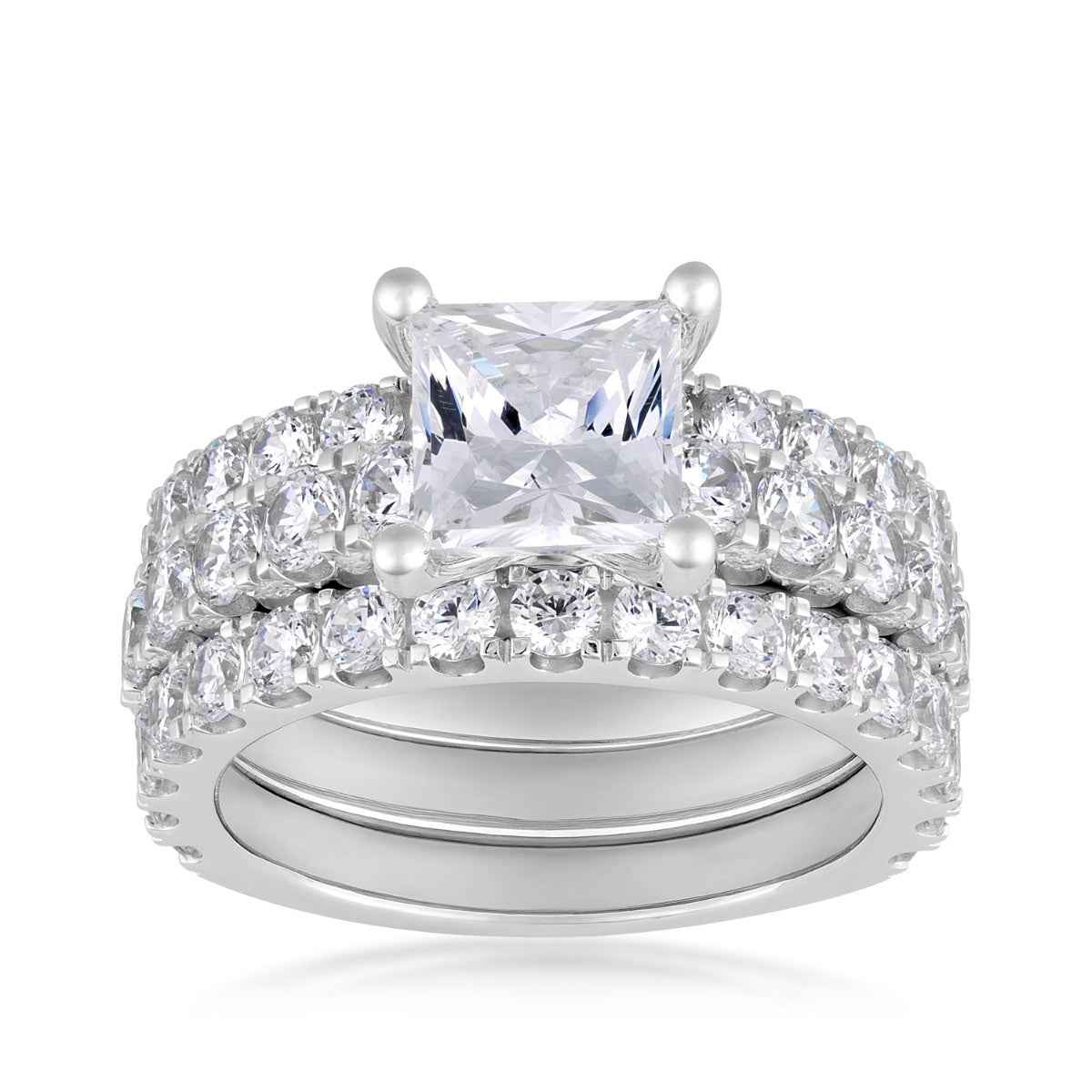 Adamante 5 ct. tw. Lab-Grown Princess Cut Diamond 3 Piece Wedding Set in 14K White Gold