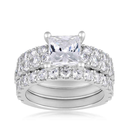Adamante 5 ct. tw. Lab-Grown Princess Cut Diamond 3 Piece Wedding Set in 14K White Gold