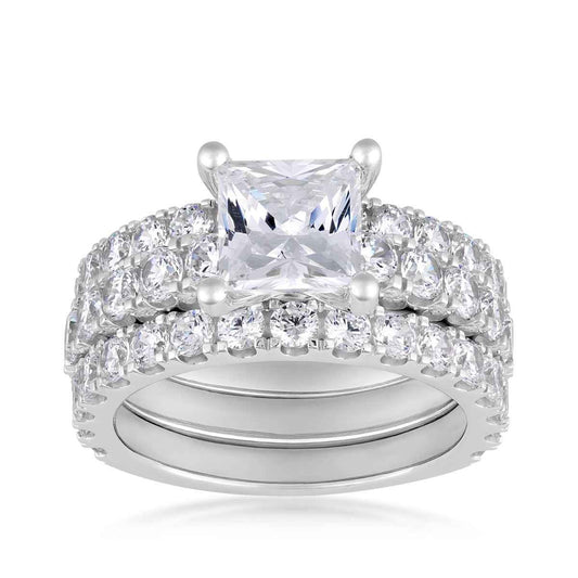 Adamante 5 ct. tw. Lab-Grown Princess Cut Diamond 3 Piece Wedding Set in 14K White Gold