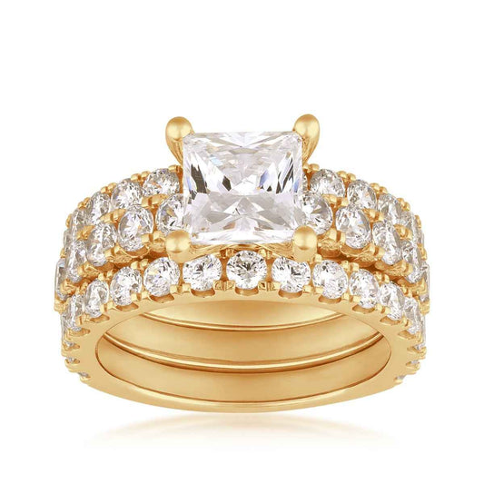 Adamante 5 ct. tw. Lab-Grown Princess Cut Diamond 3 Piece Wedding Set in 14K Yellow Gold