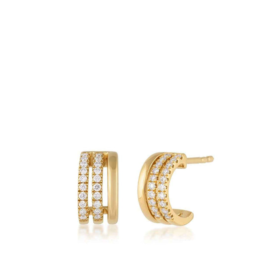 Demi Fine 1/5 ct. tw. Lab-Grown Diamond Multi-Row Huggie Hoop Earrings in Vermeil