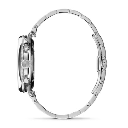 stainless steel men's Shinola Canfield quartz watch with green dial