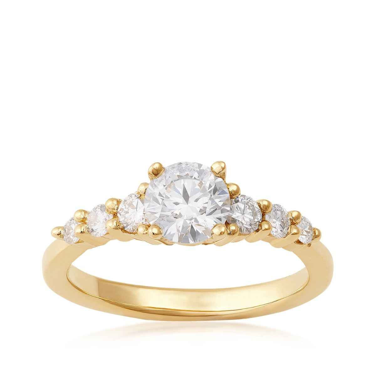 USA Collection 1 ct. tw. Lab-Grown Round Brilliant Graduated Wedding Ring in 14K Yellow Gold