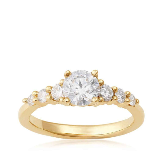 USA Collection 1 ct. tw. Lab-Grown Round Brilliant Graduated Wedding Ring in 14K Yellow Gold