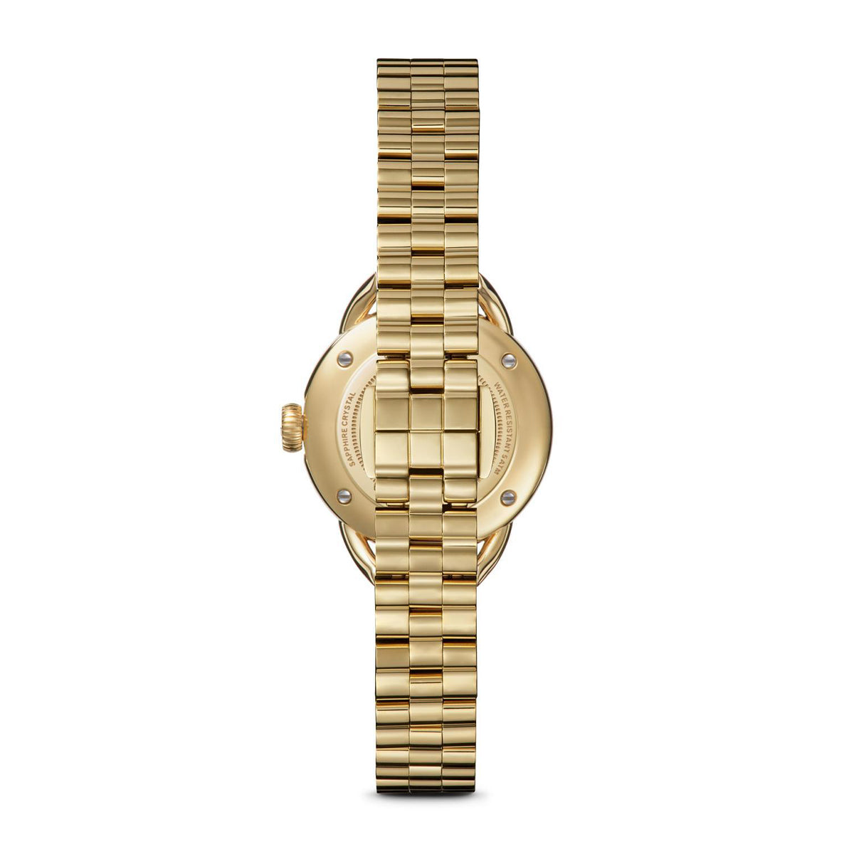 gold-tone stainless steel ladies' Shinola Runabout quartz watch with brown dial
