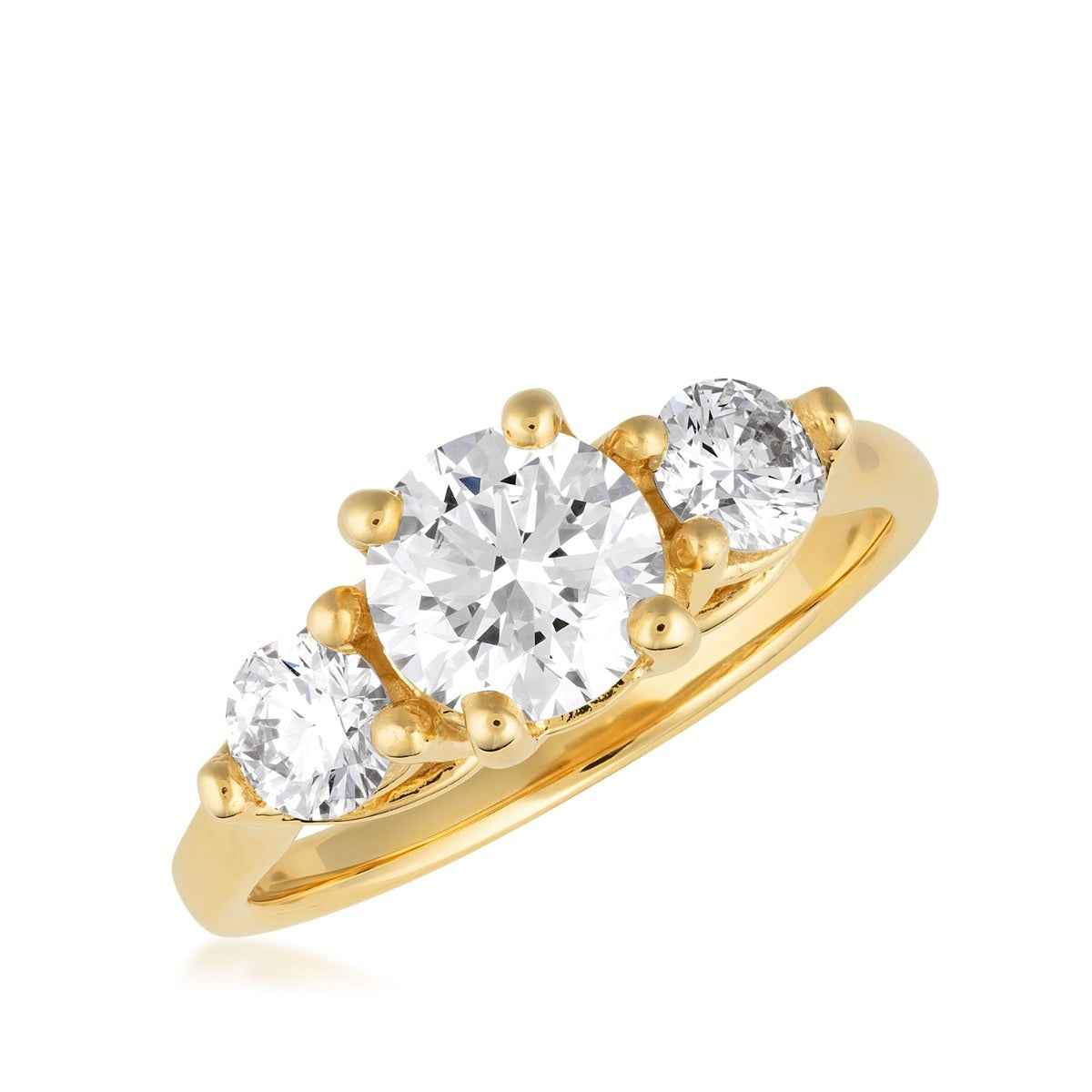 USA Collection 1-1/2 ct. tw. Lab-Grown 3-Stone Diamond Ring in 14K Yellow Gold front view