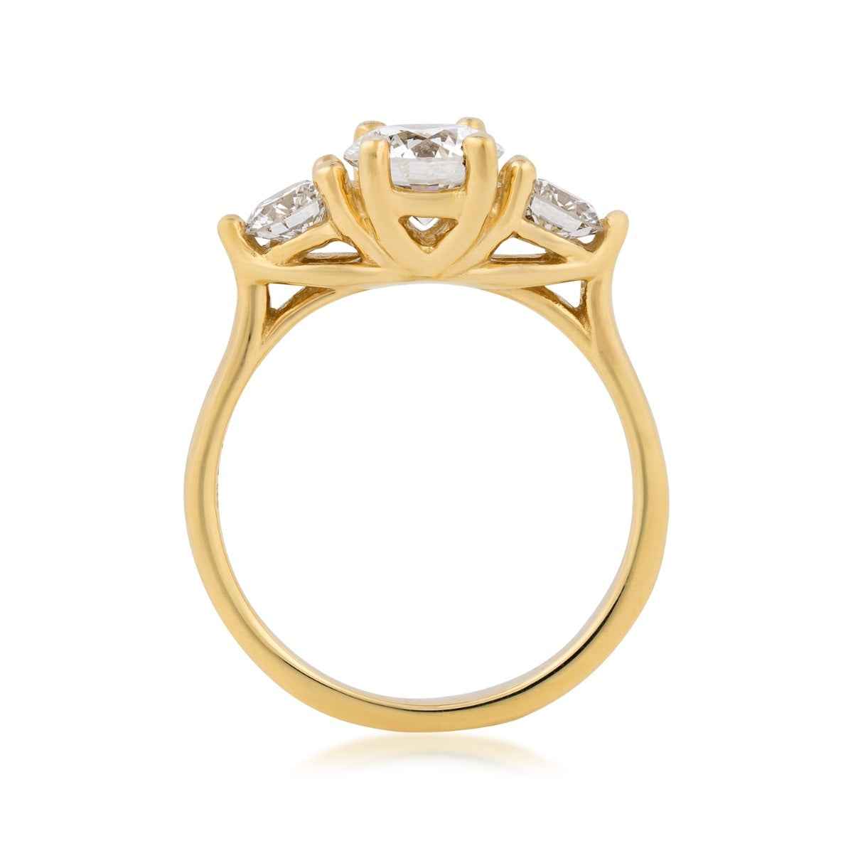 USA Collection 1-1/2 ct. tw. Lab-Grown 3-Stone Diamond Ring in 14K Yellow Gold close-up detail