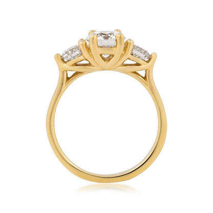 USA Collection 1-1/2 ct. tw. Lab-Grown 3-Stone Diamond Ring in 14K Yellow Gold close-up detail