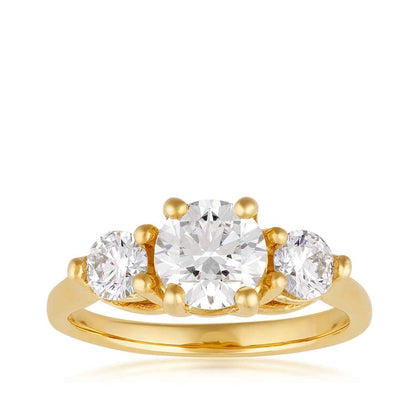 USA Collection 1-1/2 ct. tw. Lab-Grown 3-Stone Diamond Ring in 14K Yellow Gold