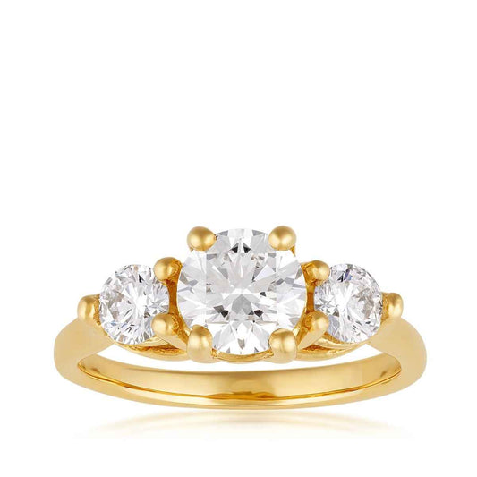 USA Collection 1-1/2 ct. tw. Lab-Grown 3-Stone Diamond Ring in 14K Yellow Gold
