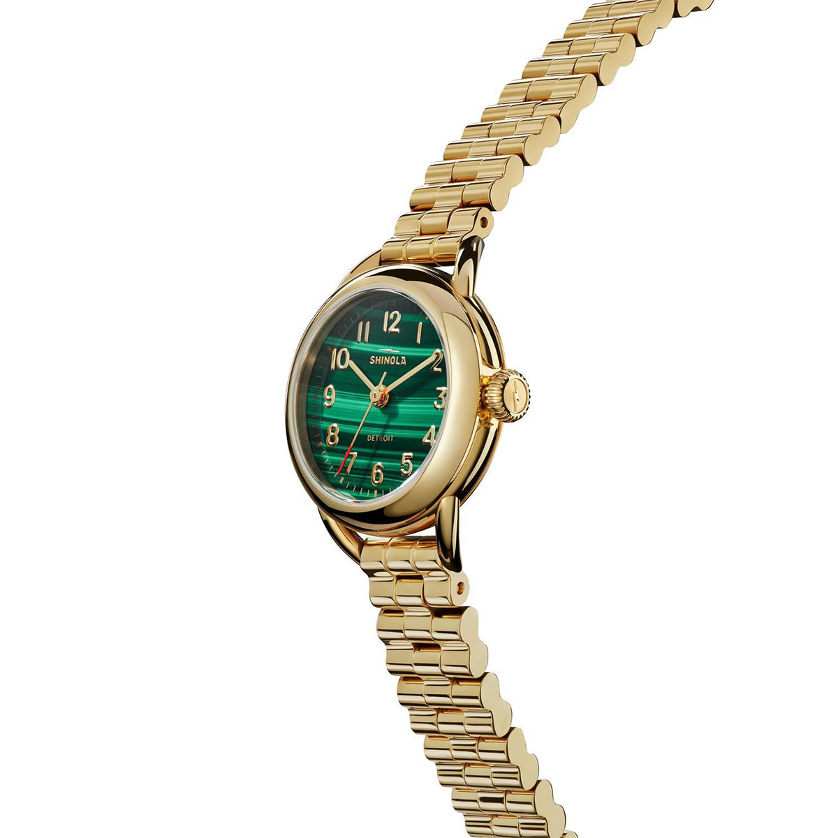 gold-tone stainless steel ladies' Shinola Runabout quartz watch with green dial